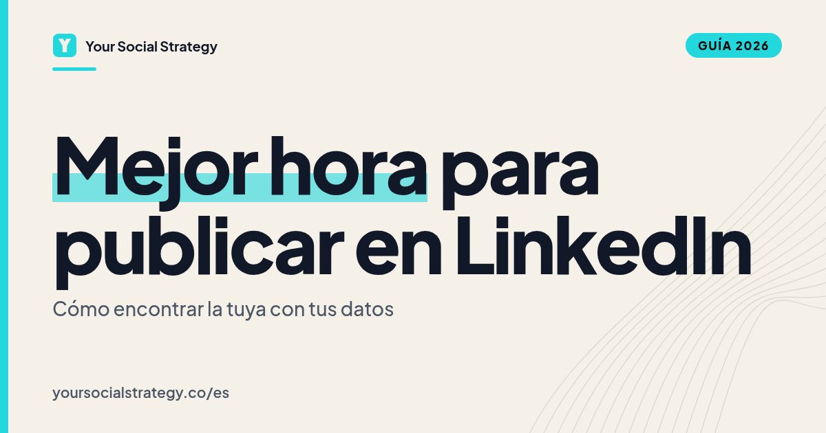 Portada: Mejor hora para publicar en LinkedIn en 2026, cómo encontrar la tuya con tus datos. Por Frank Velasquez.